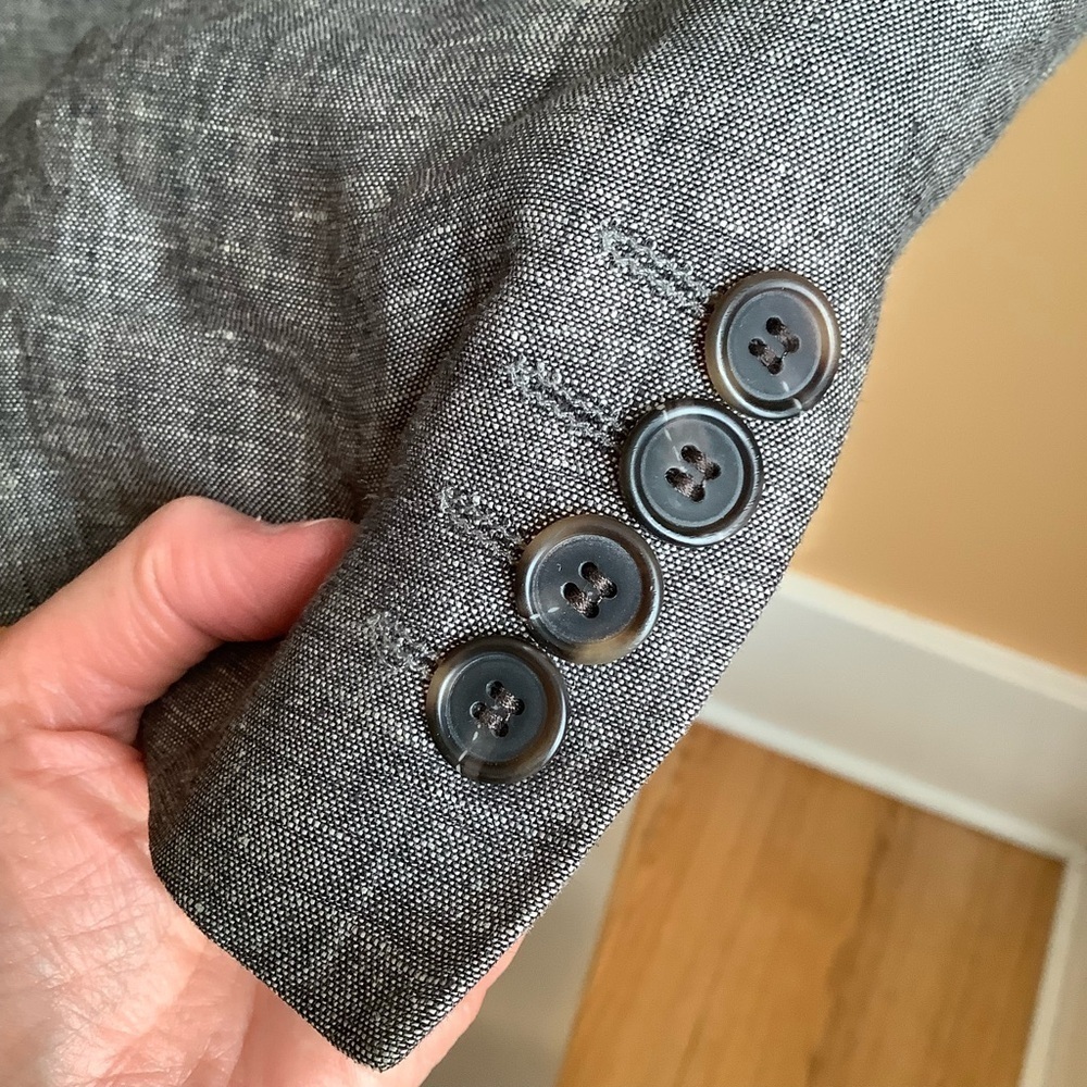 H&M Gray Linen Blazer Jacket Men's Size 44R Sport Coat Neutral - Picture 9 of 14